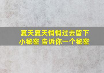 夏天夏天悄悄过去留下小秘密 告诉你一个秘密